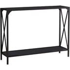 Kings Brand Furniture Table console Kandin moderne avec étagère de rangement, étain/verre noir - Idéale pour les entrées et les salons