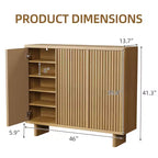 Meuble à chaussures de 46 pouces avec porte cannelée, rangement à 5 niveaux avec 4 étagères réglables, organisateur de chaussures rustique pour entrée, couloir, salon