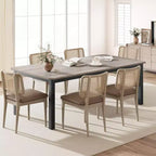 Table de salle à manger industrielle pour 6 à 8 personnes, table de cuisine en bois de 200 cm de long avec cadre en métal robuste et finition marron rustique - 6 places, comptoir rectangulaire