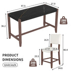 Ensemble de salle à manger 5 pièces à hauteur de comptoir, table de bar en faux marbre et 4 chaises rembourrées