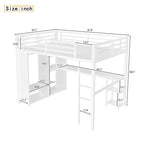 Lit mezzanine queen - Armoire et bureau intégrés, Cadre métallique avec étagères