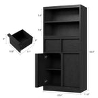 Meuble de Rangement Salle de Bain Haut de 129 cm, Meuble Bas Autonome avec 2 Tiroirs, Meuble de Rangement pour Salon Cuisine Salle de Bain