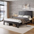 Cadre de lit en bois, taille double/grand lit/très grand lit, silencieux, pas besoin de sommier tapissier, outils de montage faciles, grand rangement sous le lit, noir foncé