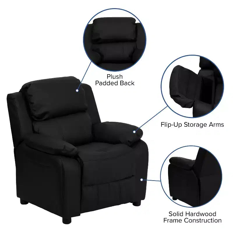 Fauteuil inclinable contemporain Flash Furniture de luxe rembourré pour enfants avec accoudoirs de rangement