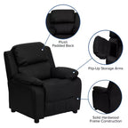 Fauteuil inclinable contemporain Flash Furniture de luxe rembourré pour enfants avec accoudoirs de rangement