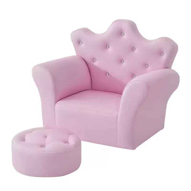 Ensemble canapé Qaba pour enfants, canapé rembourré avec pouf, canapé princesse avec décoration en diamant, fauteuil canapé pour bébés, filles, rose