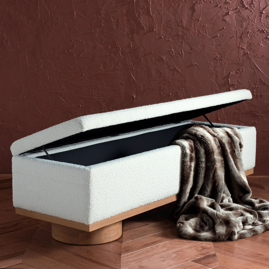 Banc de rangement Sunneva Boucle SAFAVIEH Couture - 61 po L x 20 po P x 19 po H - 61Lx20Px19H