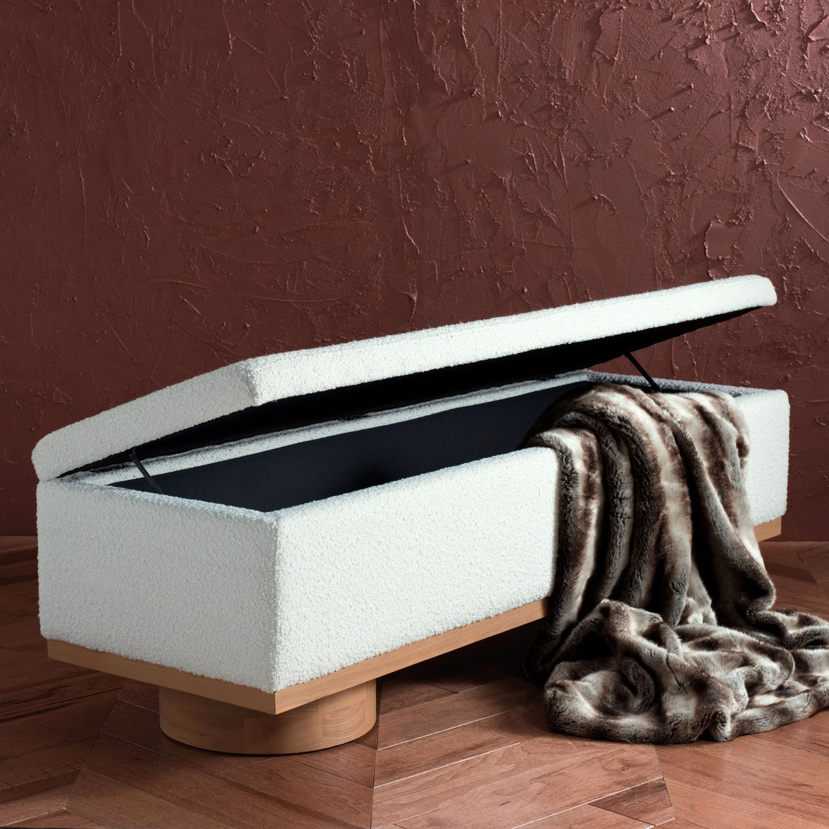 Banc de rangement Sunneva Boucle SAFAVIEH Couture - 61 po L x 20 po P x 19 po H - 61Lx20Px19H