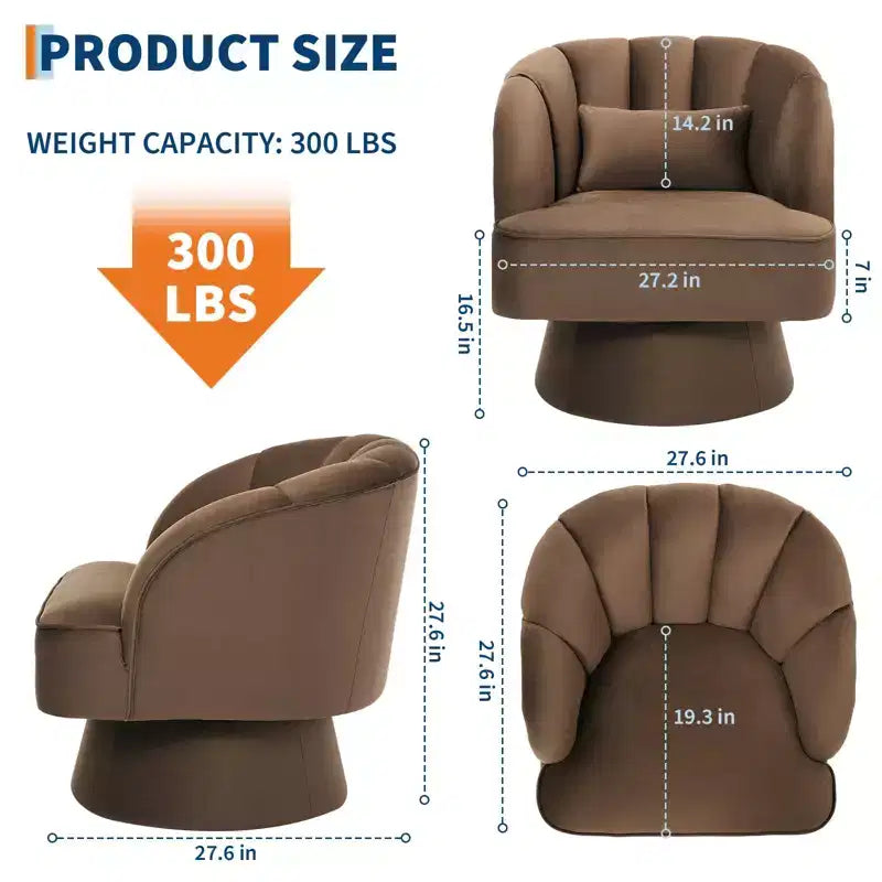 Fauteuil pivotant GustoWave avec accoudoirs, fauteuil rond en velours pivotant à 360° de style Mid-Century, fauteuil moderne pour salon
