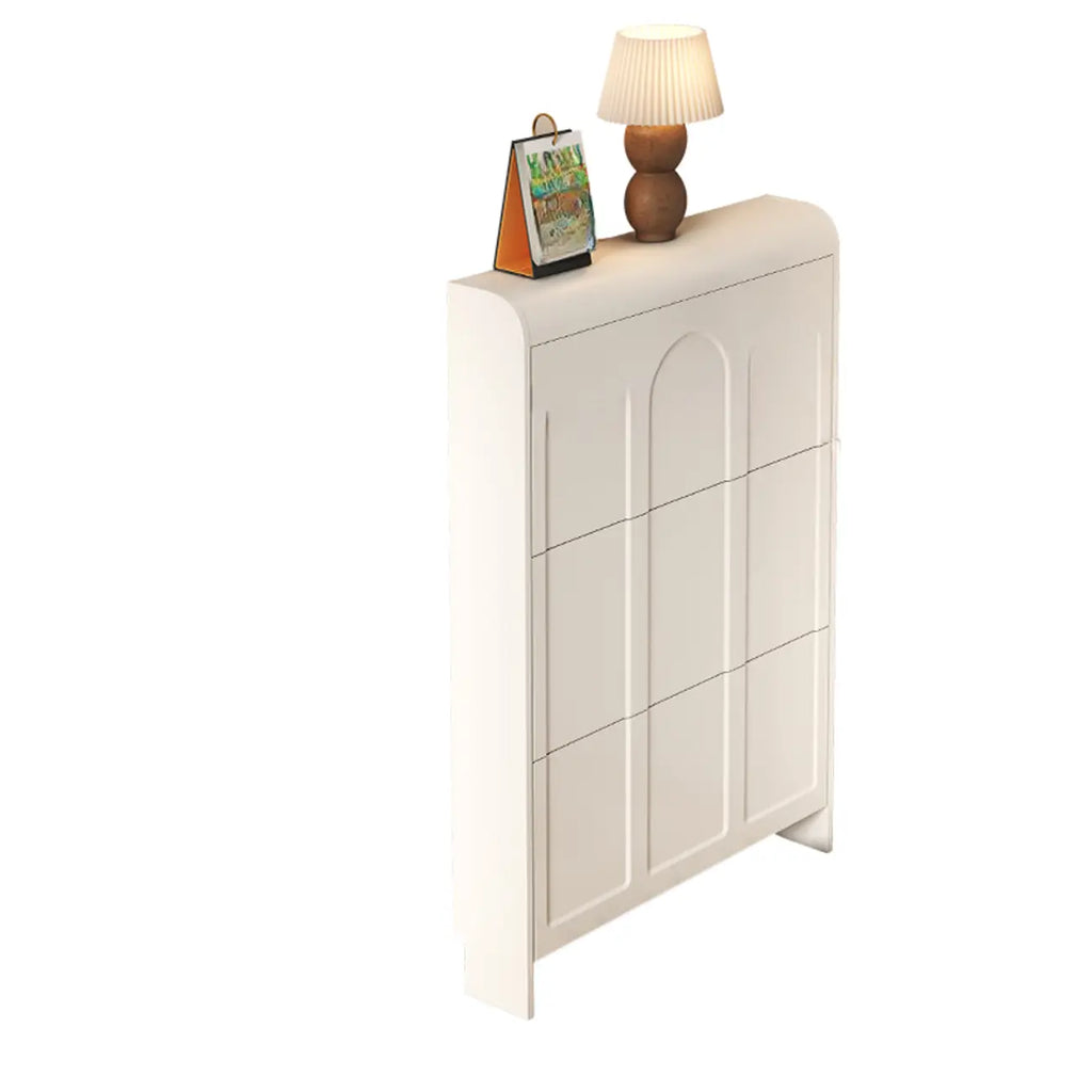 Meuble à chaussures blanc en bois 3 niveaux avec façade rabattable Slim