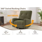 Fauteuil inclinable moderne 3 en 1 pivotant et à bascule, fauteuil à bascule à 360° avec dossier et repose-pieds réglables, fauteuil rembourré pour chambre de bébé, salon, chambre à coucher