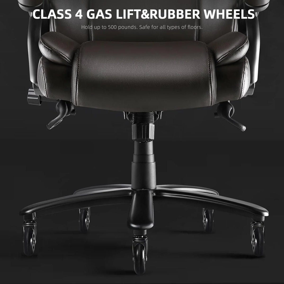 Chaise de bureau de direction Bossin grande taille et forte, 500 lb, avec support lombaire réglable, chaise ergonomique en cuir PU à dossier haut pour ordinateur