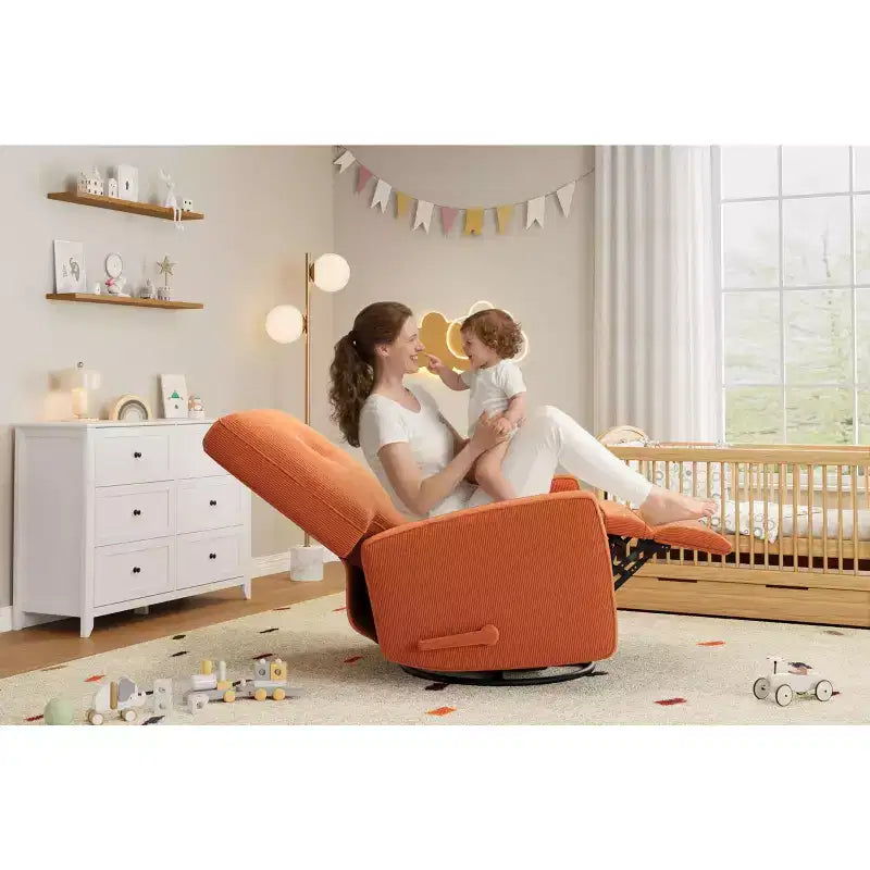 Fauteuil inclinable moderne 3 en 1 pivotant et à bascule, fauteuil à bascule à 360° avec dossier et repose-pieds réglables, fauteuil rembourré pour chambre de bébé, salon, chambre à coucher