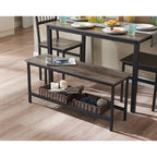 Ensemble Table à Manger pour 4 personnes Table de Cuisine avec Bancs et 2 Chaises Plateau en Bois et Cadre en Métal Coin Repas