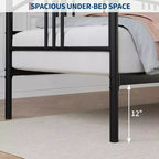 Lit de repos COZONY avec lit gigogne, lit de jour double en métal avec lattes en acier, tête de lit arquée, lit d'appoint peu encombrant pour salon et chambre, noir