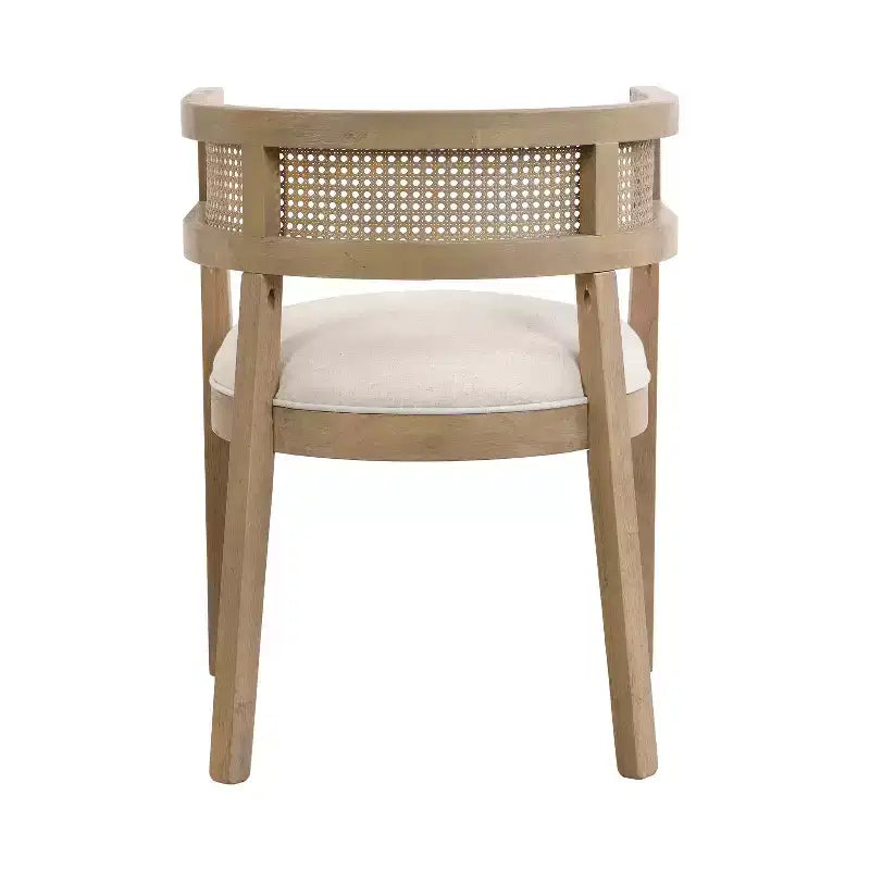 Christopher Knight Home Cinnabar Lot de 2 chaises de salle à manger en bois d'hévéa rembourrées avec dossier en cannage, hauteur d'assise 49,5 cm