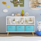 Commode de chambre Okak avec 3 tiroirs en tissu pliable, grand placard de rangement pour jouets, étagère à livres pour enfants pour couloir et chambre d'enfant