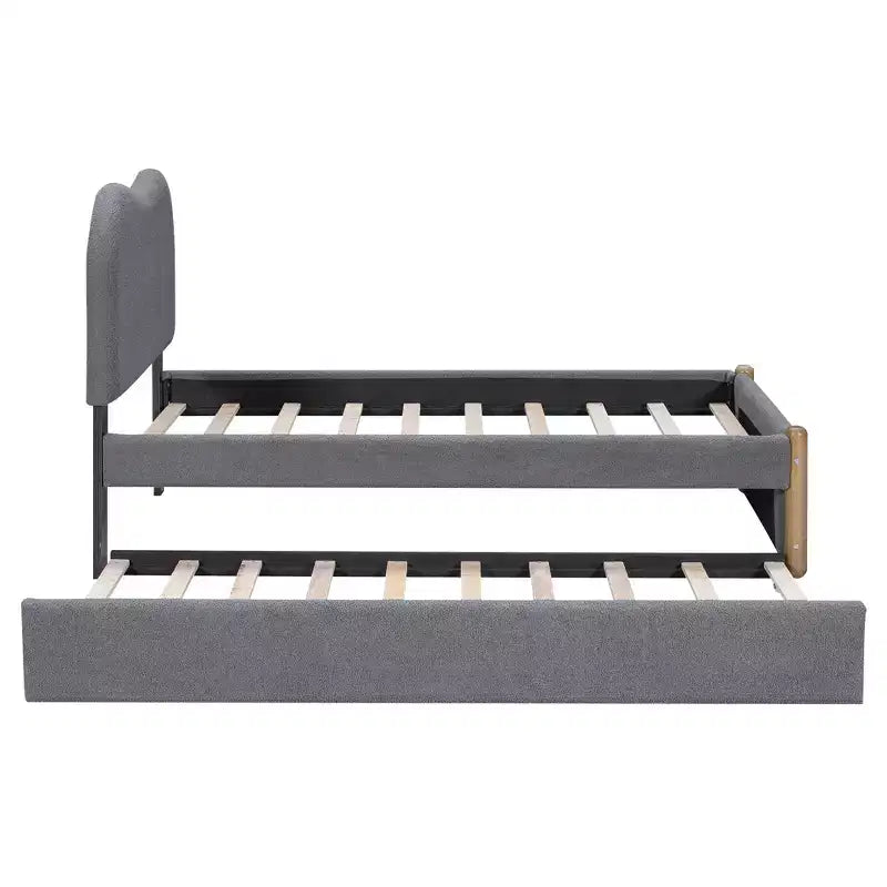 Cadre de lit plateforme rembourré pleine/double avec lit gigogne double – HABITRIO