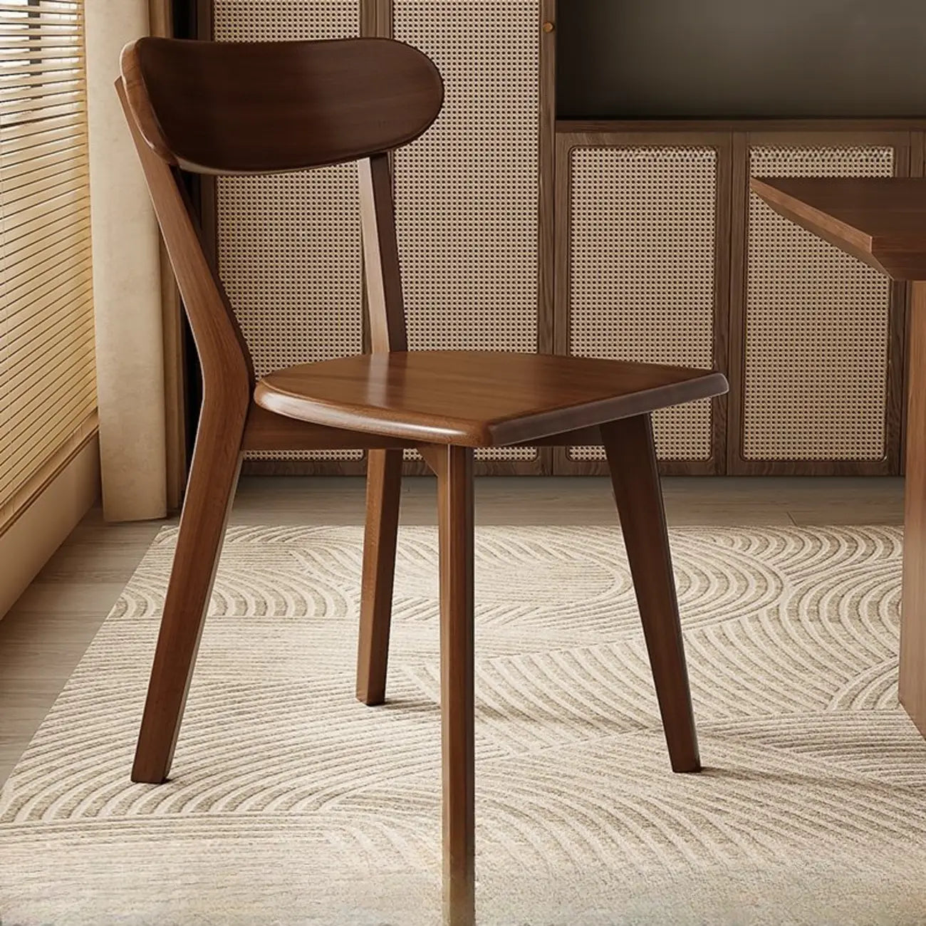 Chaise de salle à manger moderne sans accoudoirs, en bois, à dossier bas et ouvert