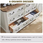 Commode à 6 tiroirs SinCiDo pour chambre à coucher, commode rustique en bois de style ferme, commode vintage de 54 po de largeur pour salon