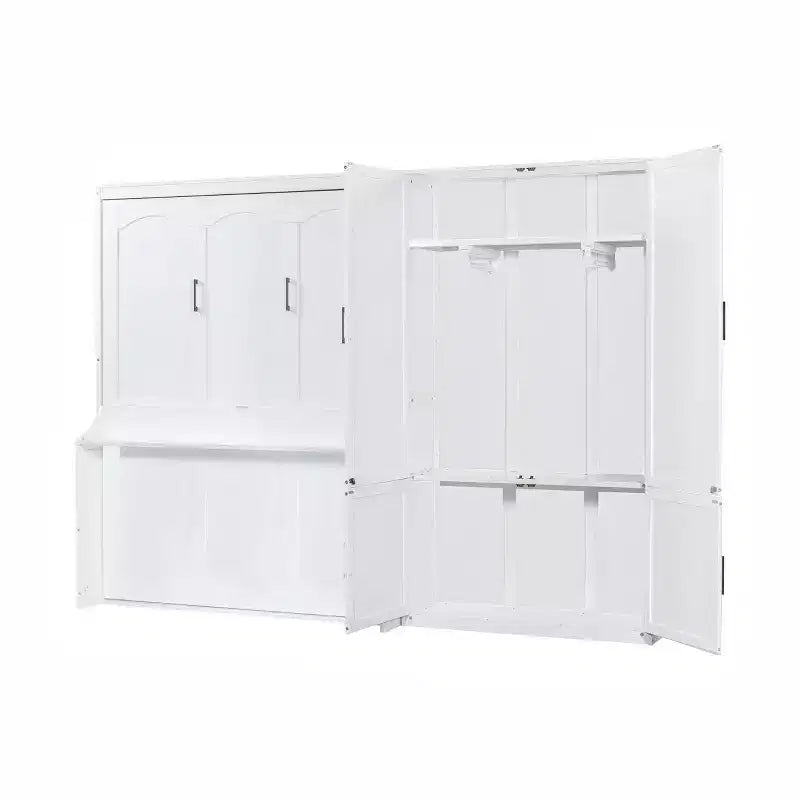 Lit escamotable Queen Size Whisen Modern Design, se pliant dans une armoire avec penderie