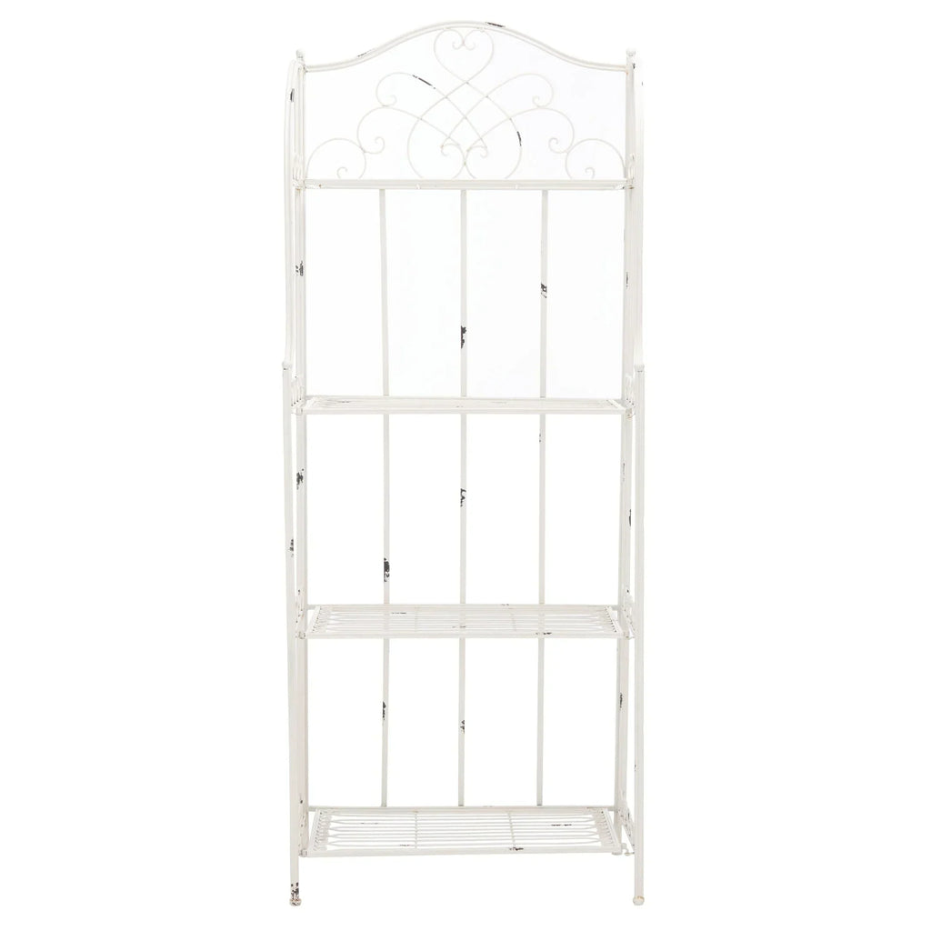 SAFAVIEH Bryn Étagère de boulanger d'extérieur victorienne en fer forgé à 4 niveaux - 63,5 cm l x 38,1 cm P x 160 cm H - 25L x 15P x 63H