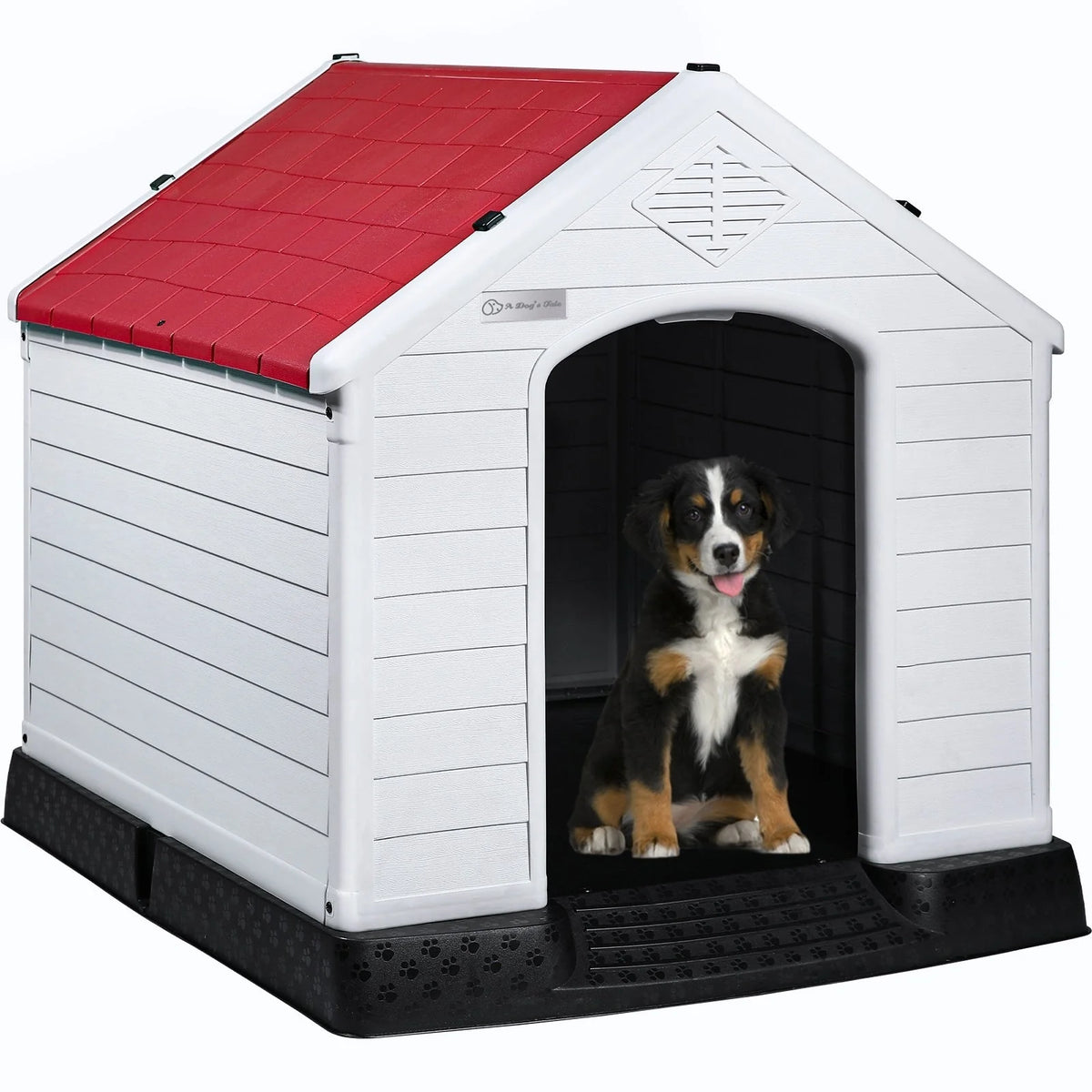 Niche pour chien en plastique BOSSIN, pour chiens de petite à grande taille, abri isolé intérieur/extérieur avec plancher surélevé