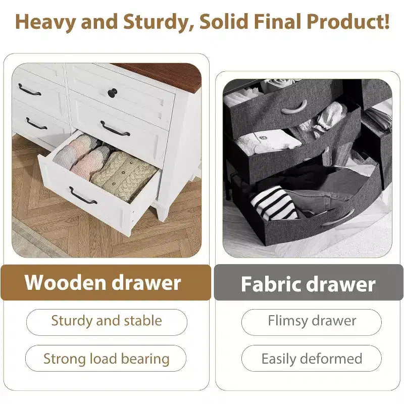 Commode pour Chambre, Commode Moderne en Bois à 6 Tiroirs, Meuble TV, Armoire en Bois, Commodes à 6 Tiroirs pour Chambre Salon