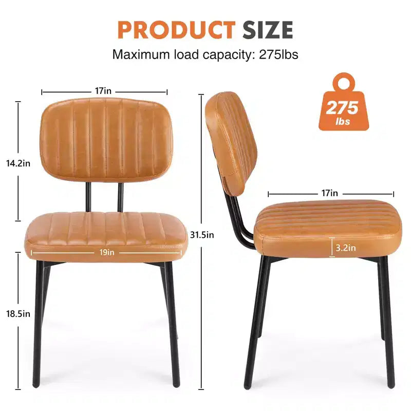 Okak Chaise de salle à manger capitonnée en similicuir avec cadre en métal, lot de 2 chaises d'appoint pour salle à manger, cuisine