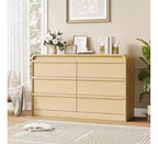 Commode de table à manger moderne à 6 tiroirs en arche - Commode en bois noir de 120 cm de large - Design à bords incurvés - Grand espace de rangement pour salle à manger, chambre, salon