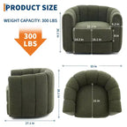 Fauteuil d'appoint pivotant moderne, fauteuil barillet rotatif à 360° avec dossier rayé, fauteuil de salon rond, fauteuil de lecture confortable pour chambre à coucher ou chambre de bébé, vert
