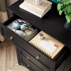 Commode à 5 tiroirs pour chambre à coucher, commode haute en bois avec rangement profond, commode moderne pour entrée et couloir