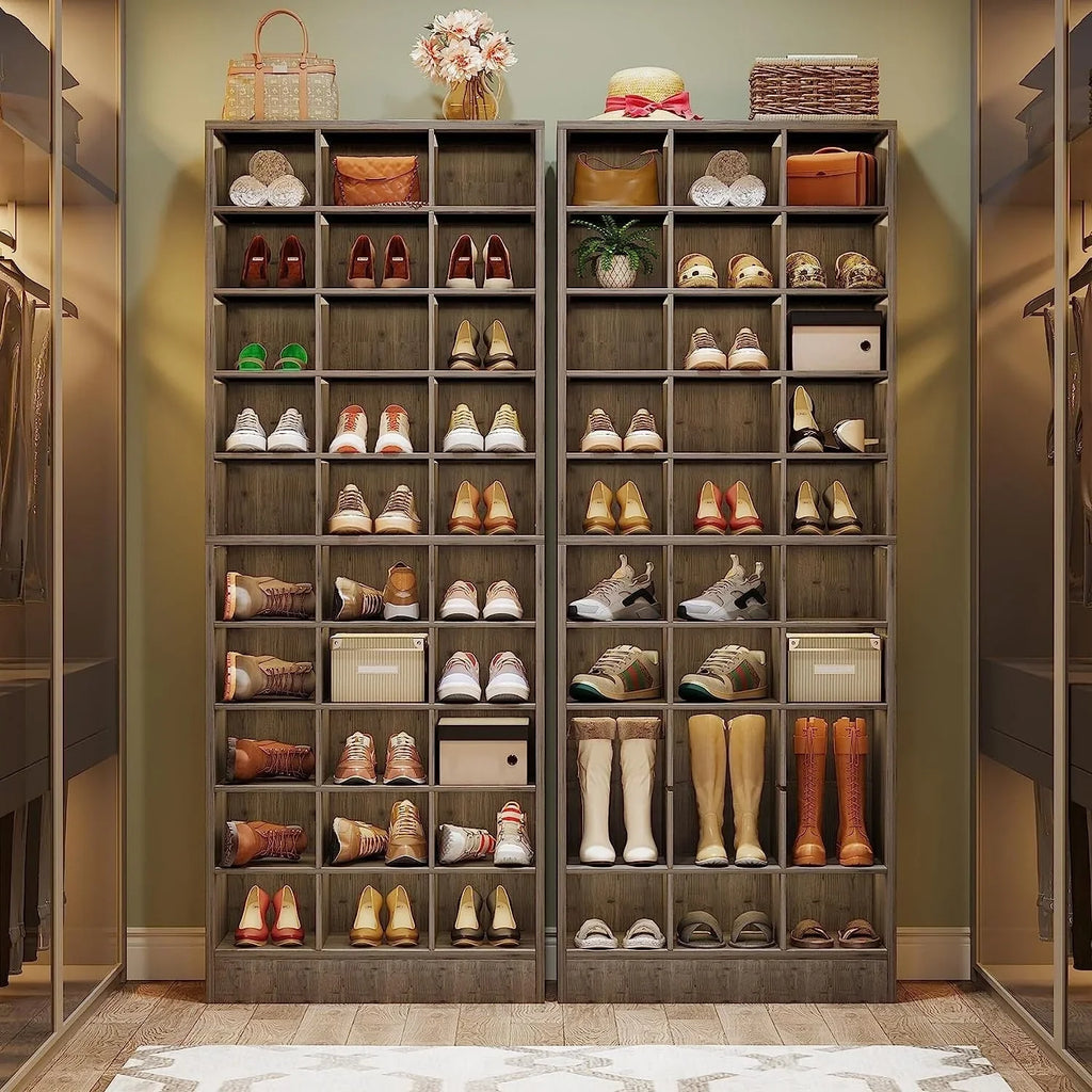 Meuble à chaussures haut 30 paires, étagère de rangement à chaussures en bois blanc 10 niveaux pour placard, entrée - 10 niveaux