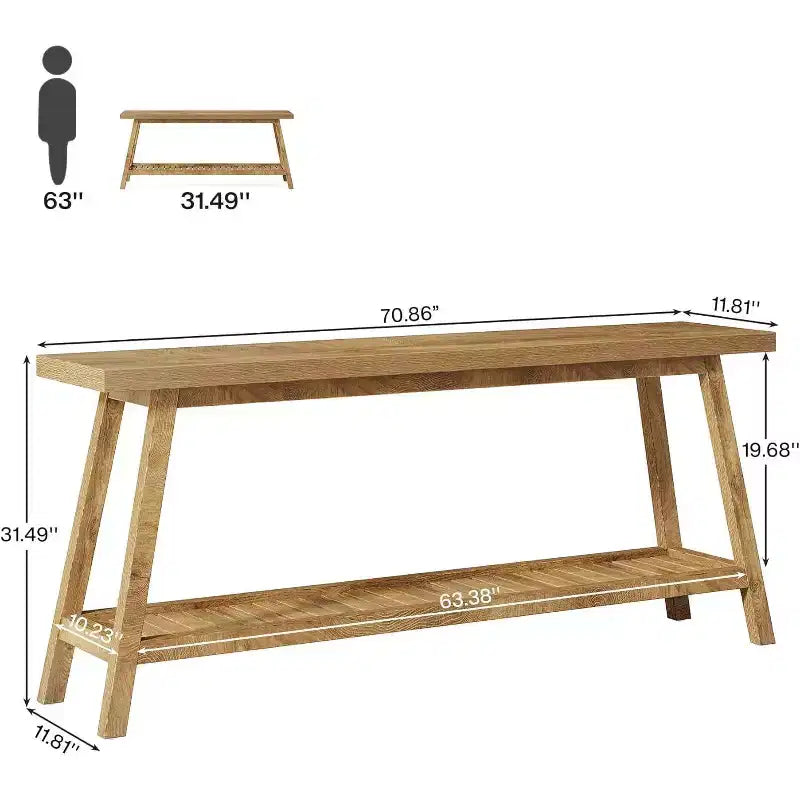 Console de ferme, table d'entrée, table de canapé à 2 niveaux