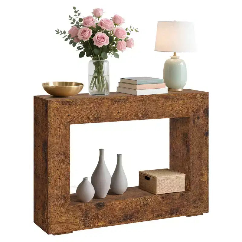 47.2 Table console de ferme - Table basse de canapé étroite, table d'entrée vintage, meuble d'appoint avec étagère inférieure pour couloir de salon, entrée