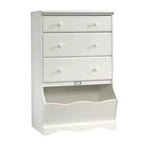 Commode verticale HomeStock 7,25 po H en bois composite avec 3 tiroirs au fini blanc
