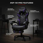 Chaise de jeu RESPAWN 110 Pro - Chaise de jeu avec repose-pieds, chaise de bureau ergonomique