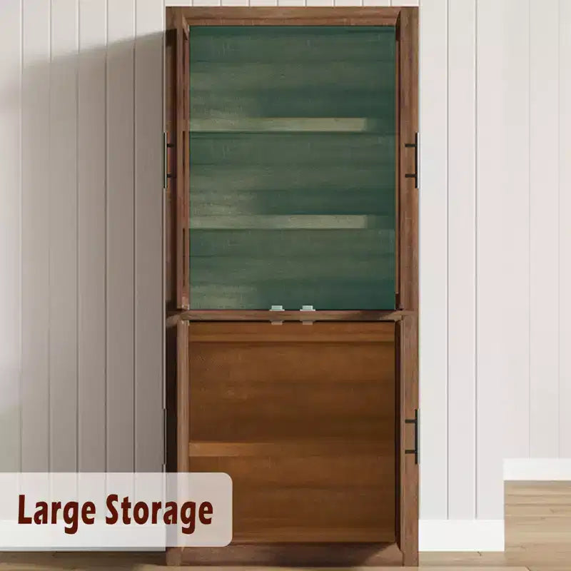 Grand garde-manger de cuisine en bois, armoire de rangement alimentaire autonome de style ferme avec 4 portes magnétiques, étagères réglables, grand rangement