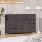 Commode à 10 tiroirs pour chambre, commode avec bacs en tissu, meuble TV pour téléviseurs jusqu'à 5 pouces, organisateur de rangement