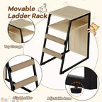 Meuble de litière pour chat GustomWave, armoire double cachée 2 en 1 avec bac à litière fermé et échelle, meuble pour chat en bois