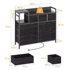 COZONY Commode de rangement à 9 tiroirs de 86,4 cm de haut et meuble TV, Tour de rangement en tissu, Rangement à cadre en acier robuste pour le salon, utilisation dans les petits espaces