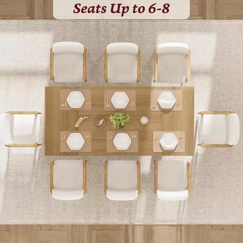 Grande table à manger rectangulaire de 180 cm pour 6 à 8 personnes, table de salle à manger rustique en bois massif avec pieds robustes et plateau solide pour salle à manger