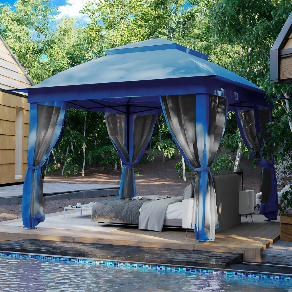 Cozywor Tonnelle escamotable en acier de 3,35 m x 3,35 m avec moustiquaire