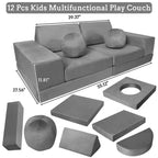 Canapé pour enfants 12 pièces, canapé de jeu modulaire pour enfants pour stimuler la créativité, canapé modulable, mobilier de chambre et de salle de jeux pour tout-petits, pour dormir et lire