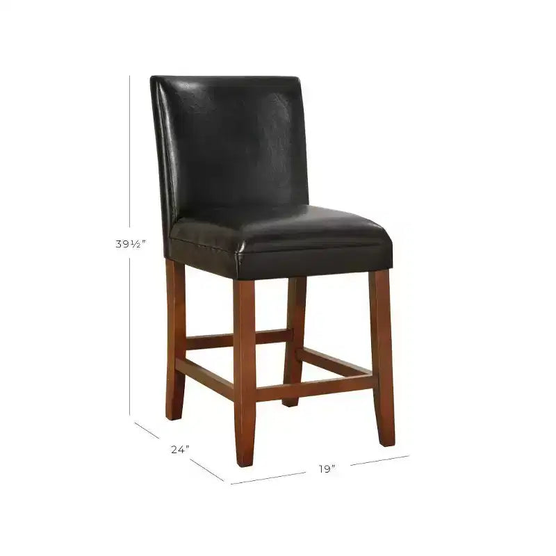 Tabouret de bar de 24 po de hauteur de comptoir de luxe en similicuir - HomePop
