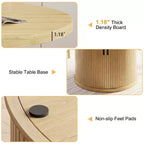 Table à manger ronde Dyonery de 90 cm en bois, Table à manger de cuisine rainurée, Table à manger ronde avec base de rangement, Ronde