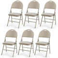 Lot de 6 chaises pliantes portables rembourrées pour bureau, cuisine, salle à manger – Beige – 47 x 51 x 89 cm (L x l x H)
