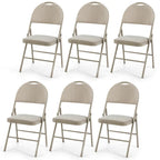 Lot de 6 chaises pliantes portables rembourrées pour bureau, cuisine, salle à manger – Beige – 47 x 51 x 89 cm (L x l x H)