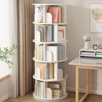 Bibliothèque cylindrique en bois brun à dos ouvert et rotative