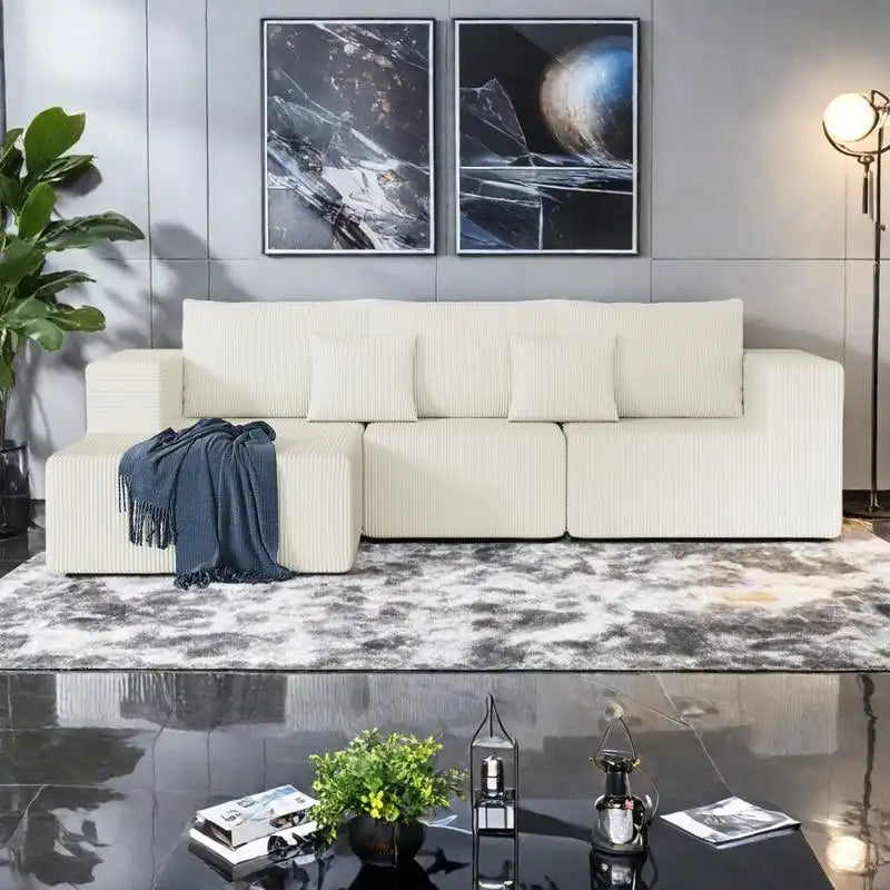 Canapé modulaire d'angle en velours côtelé 108.3 avec méridienne